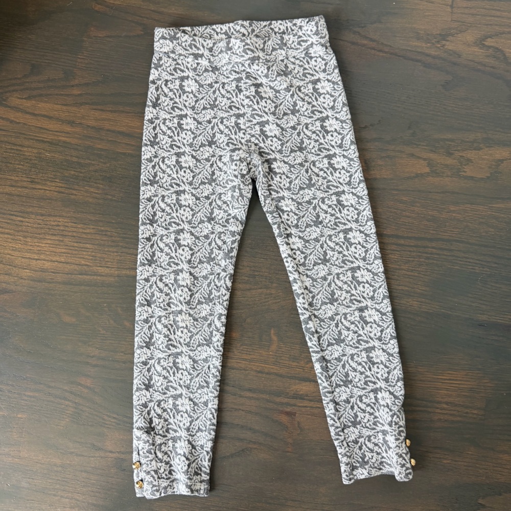 Janie and Jack Gray & White Floral Print Ponte Pant